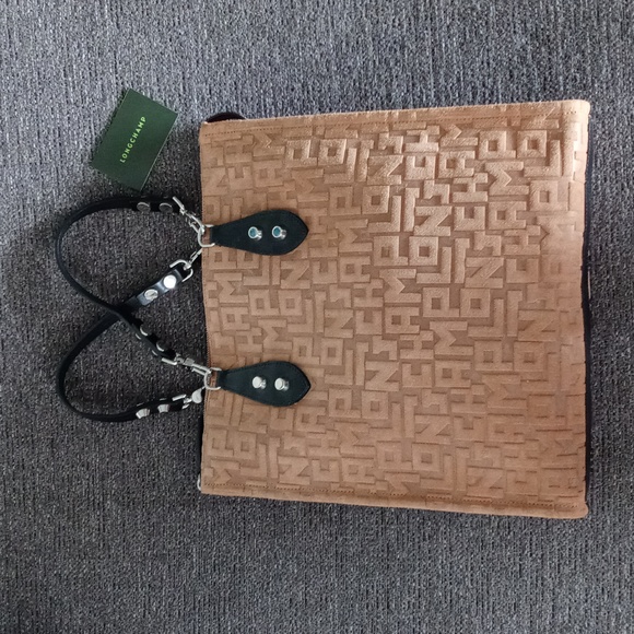 🖤RARE Longchamp🖤 - La Voyageuse Tan/Black Suede LGP Velours Vertical Tote - Picture 15 of 15